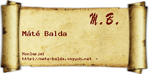 Máté Balda névjegykártya
